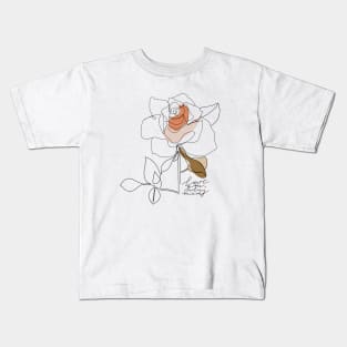 Abstract one line rose flower. Typography slogan design "Love you very much". Continuous line print. Kids T-Shirt